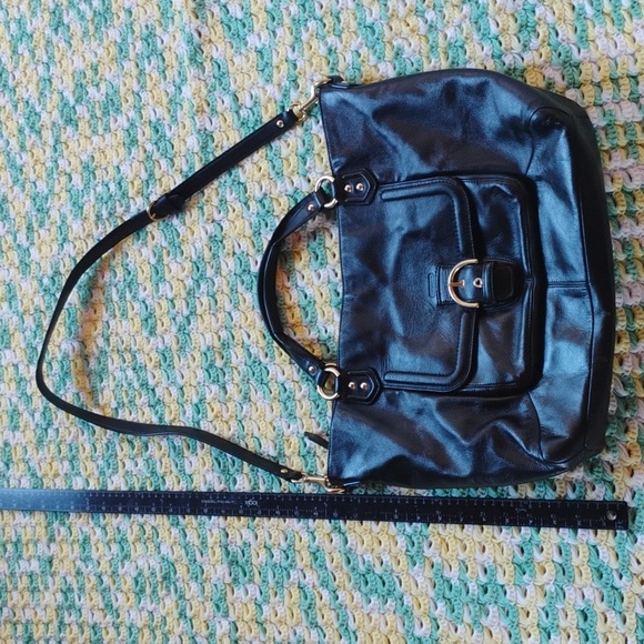 Coach Vintage Black Leather Tote/ messenger large Bag - Picture 14 of 16